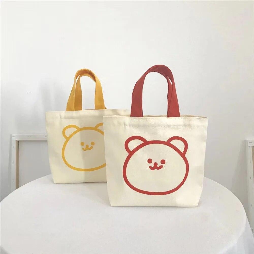 1PC New Cute Canvas Bento Box Bag, Handbag, Lunch Bag, Eco Friendly Bag