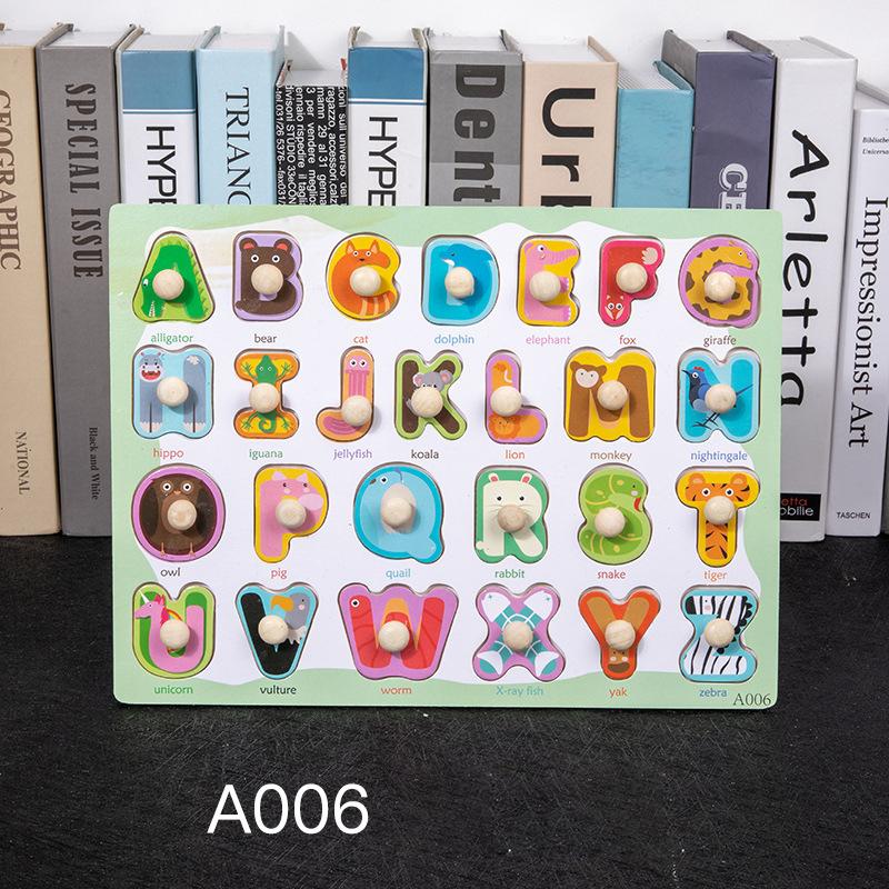 Non-Toxic Montessori Wooden Puzzles Hand Grab Boards Toys Tangram Jigsaw Baby Educational Toys Cartoon Vehicle Animals Fruits 3D Puzzles