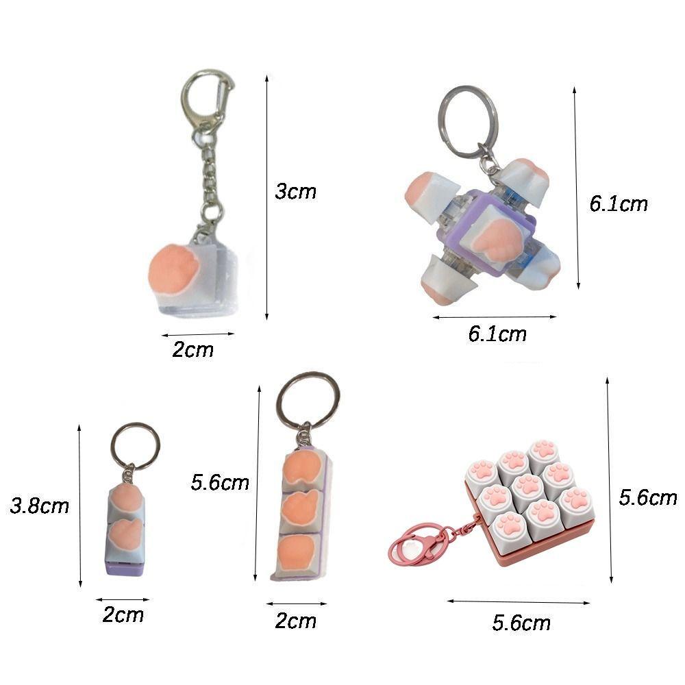 Cute Soft Silicone Keyboard Key Fidget Keychain Decompression DIY Keycaps Keyboard Key Toy Cat Paw Button Keycap Stress Relief