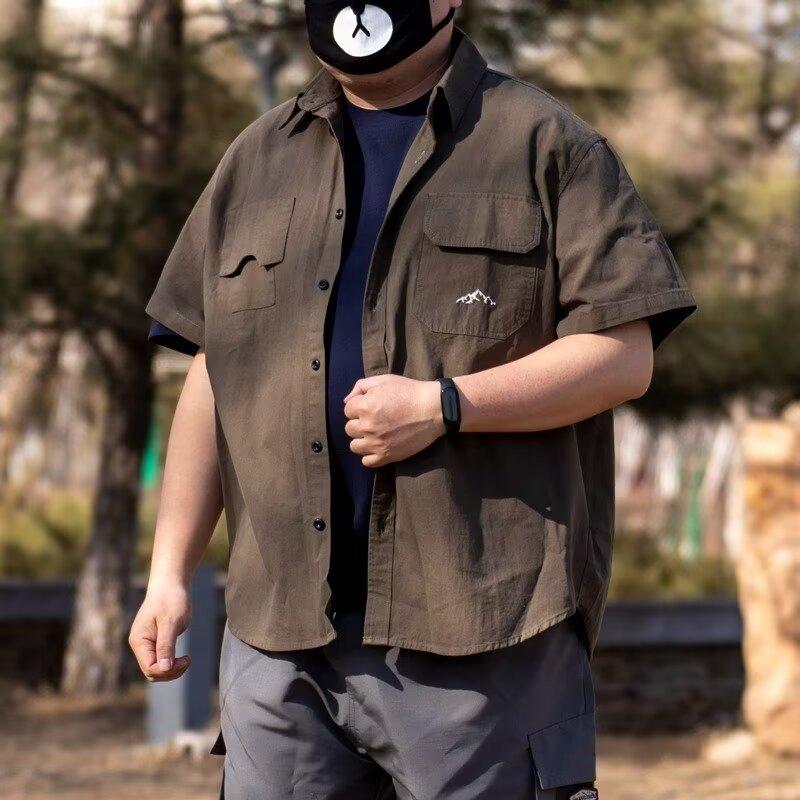 

Летняя рубашка с коротким рукавом три четверти для студентов, свободный и нишевый дизайн, забавный новый мужской топ для ношения на открытом воздухе 2XL зелёный