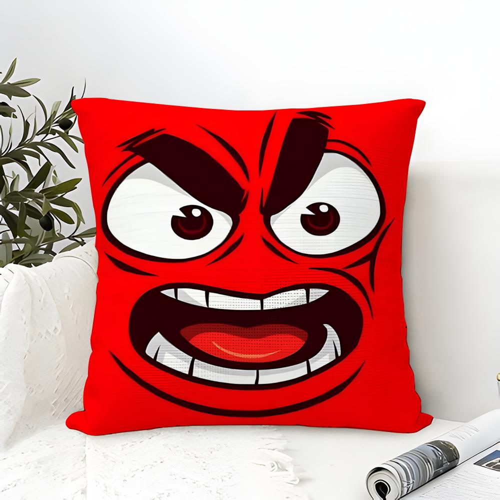 Cartoon Expressions Of Angry Eyes 2 Pillow Case Cotton Linen Fabric Square Zipper Pillowcase Home Decorative Living Room