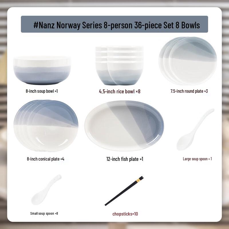 Maud Lanka Nanz Norway 36-Piece Ceramic Dinnerware Set