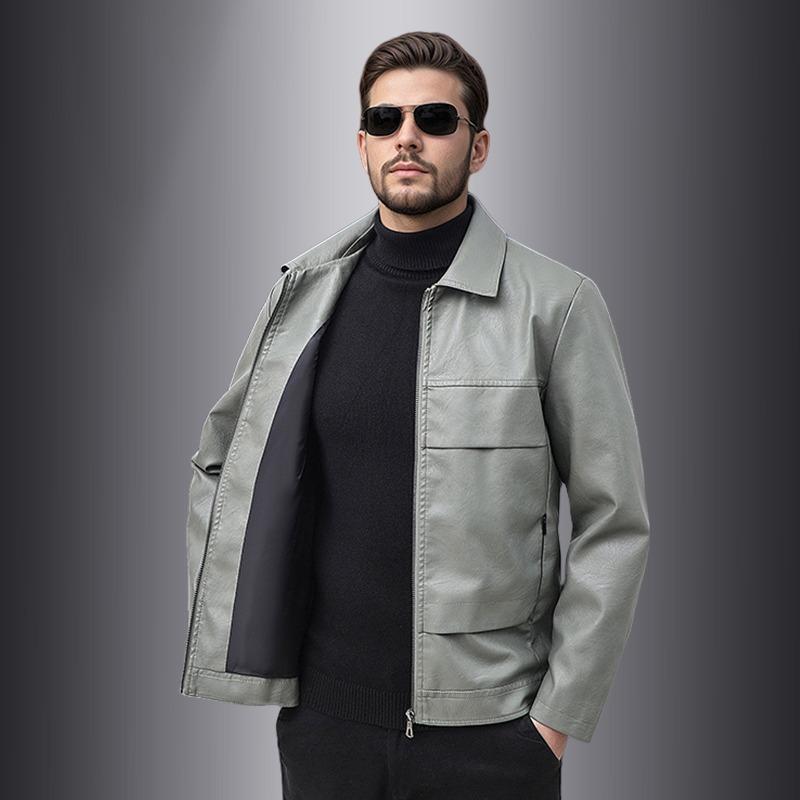 Men s Autumn and Winter Zipper Cardigan Pocket Fashion Trend Lapel Jacket Casual Coat Top L
