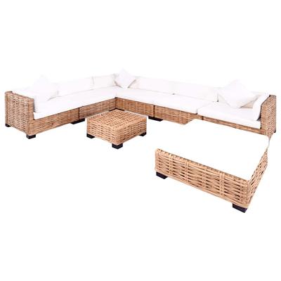 Vidaxl Lounge Set, 27 Elements, Natural Rattan