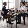 RASIK Dining Table Set for 4, 5-Piece Set, 1 Table and 4 Chairs, Stone and Black, Simple Design, Wooden and Steel, Seats 4