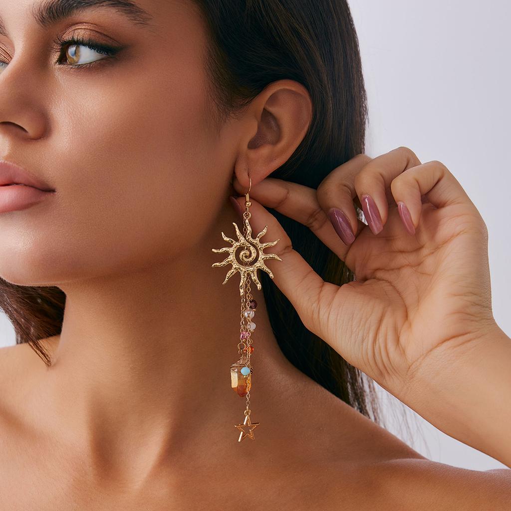 Boho Ozean Stil Quallen Seestern Jakobsmuschel Quaste Ohrringe Urlaub Silber Gold Farbe Imitationsperlen Kristall Lange Ohrringe Sommer Strand Schmuck Y2K