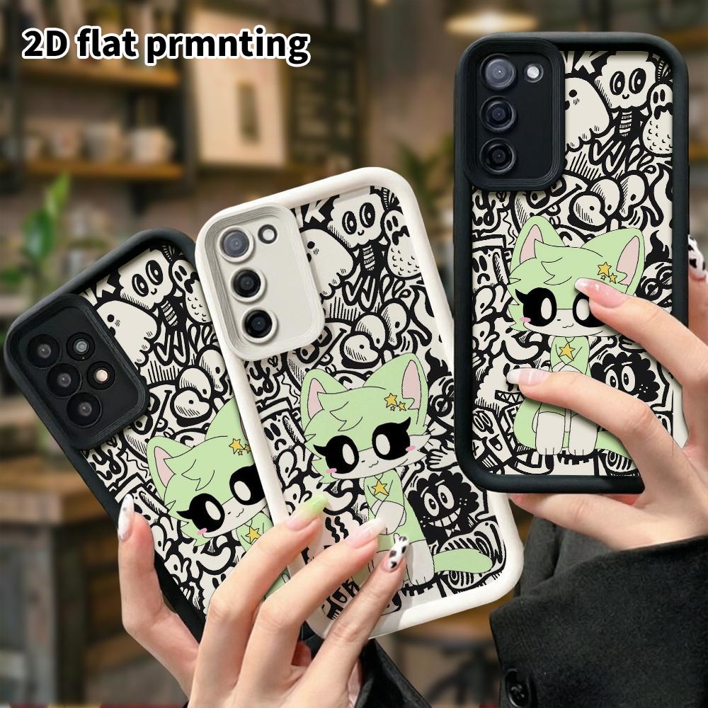 Phone Case: 2D Flat Samsung Galaxy A34 A35 M05 M06 S20 S22 S21 FE Plus 5G Protective Case, Cartoon Kitten, Christmas and Halloween Gift