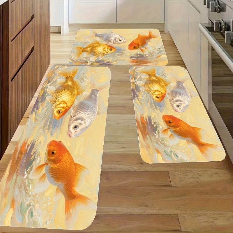 1PC Common Carp Pattern Kitchen Rug Non-Slip Door Mat Pop Design Bathroom Rug Bath Mat Carpet for Home Sink Laundry Decor