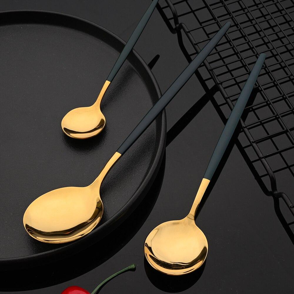 20Pcs/4Sets Stainless Steel Cutlery Tableware Mirror Polished Dinnerware Set White Gold Knife Fork Spoon Flatware Silverware Dinner Set