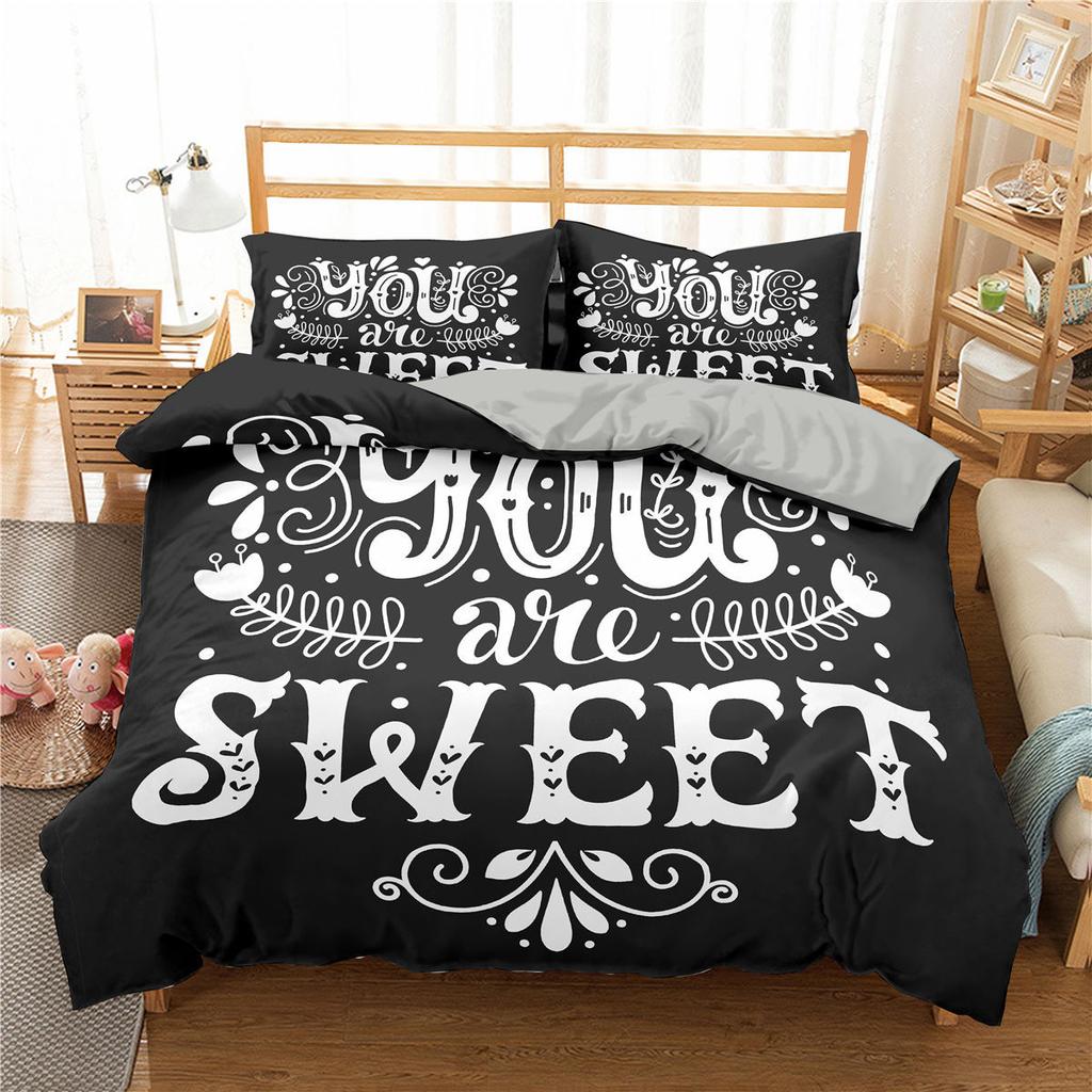 I Love You Duvet Cover Microfiber 2/3 Pcs Bedding Set Queen/King/Full/Twin Letter Hello Love Quilt Cover for Lovers Girls Spouse
