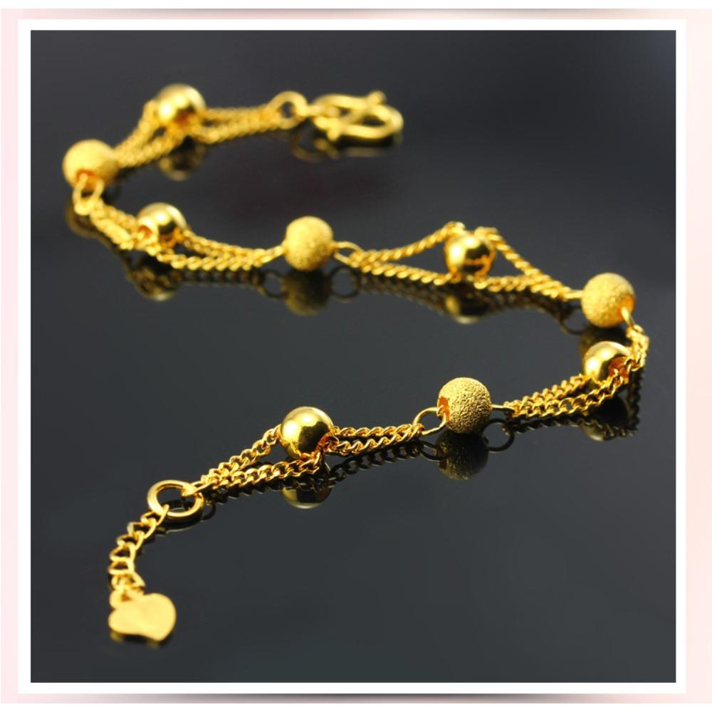 Laos Sand Gold Plated Beaded Bracelet European Coin Style Wedding Jewelry Fashion Accessory