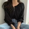 Chic Long-sleeved Thin Air-conditioned Shirt Simple Temperament Ladies Solid Color Loose Shirt