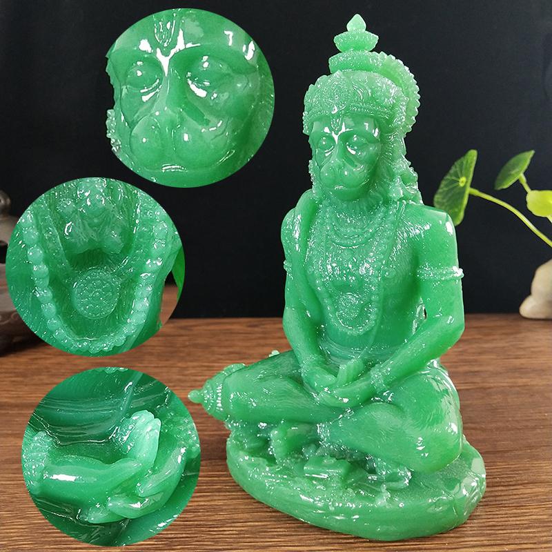 Jadefarbene Hanuman-Statue Hindu Ganesha Affengott Buddha Figur Skulptur Zimmer Büro Haus Dekoration Indien Feng Shui Handwerk