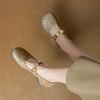 Krazing Pot Stain Sheep Skin Summer Size 40 Mary Janes Low Heels Gray Color Leopard Prints Round Toe Elegant Shallow Pumps