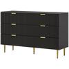 Moderna 6-Drawer Dresser with Golden Handles, 120x40x76.5cm, Black