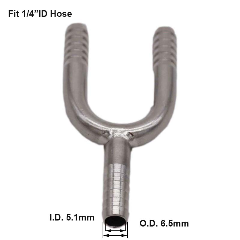 Stainless Barb Wye 1/4"  3/8" Hose Barb Fitting Homebrew Beer Hardware