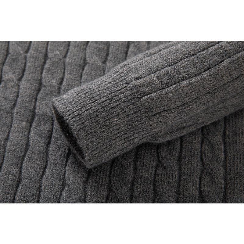British Style Half Zip Stand Collar Mens Twisted Thick Knit Sweater
