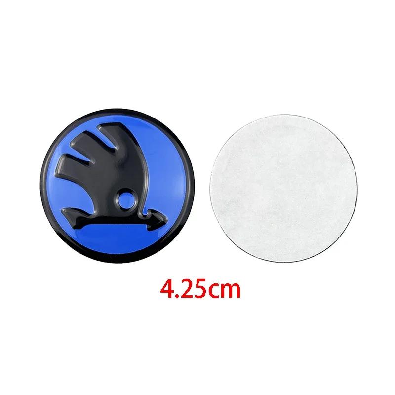 AAAAL1 Aluminum Alloy 42.5mm Car Steering Wheel Center Stickers for Skoda Rapid Octavia Fabia 1 2 Karoq Kodiaq Yeti Superb Interior