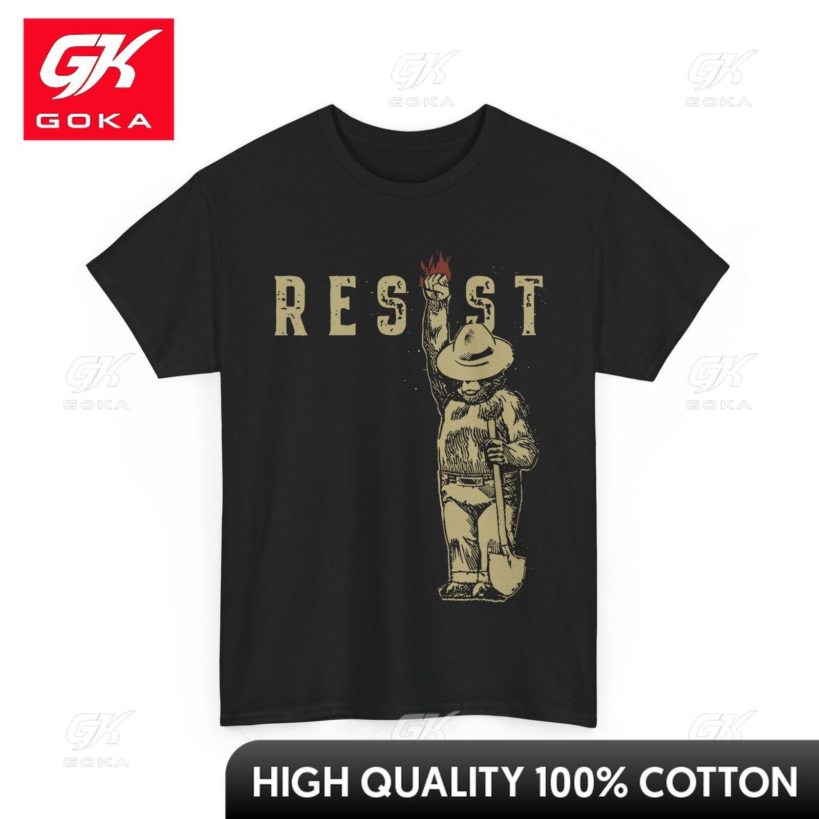 

Vintage Smokey The Resist Bear Womens Trendy Round Collar Graphic T Shirt Casual Streetwear 4XL