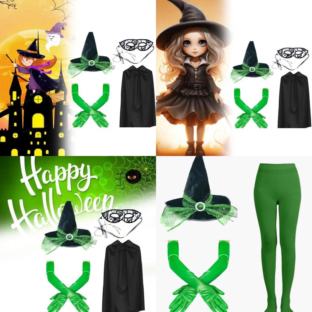 Adult Halloween Witch Hat Costume Set With Gloves For Party Dress Up