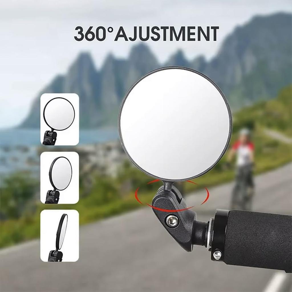 Audiophile Bicycle Rearview Mirror, Convex Mirror, Round, 360 Degree Rotation,