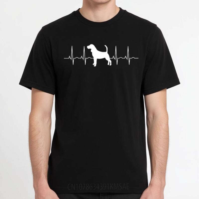 Cheap Tshirt Street Wear Women Oneck tshirt Cotton Dog Silhouette Heartbeat Pattern Print Comfort Man Tee shirt Mens Tshirt