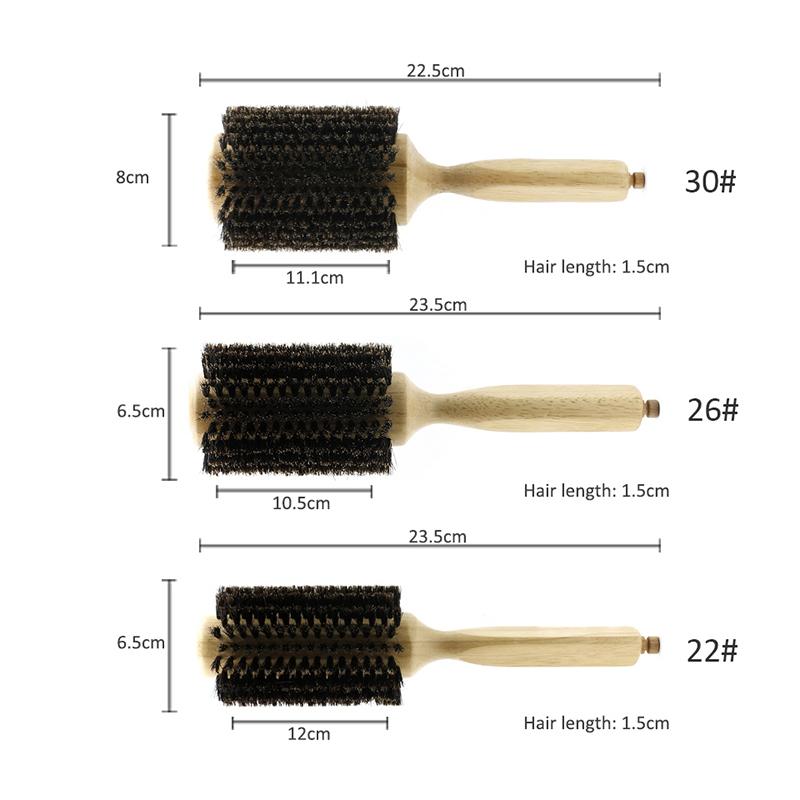 

ABUL-Barber Salon Wood Handle Boar Bristles Round Brush Removable Tail Professional Hairdressing Hair Brush Hair Round Comb небесно-голубой