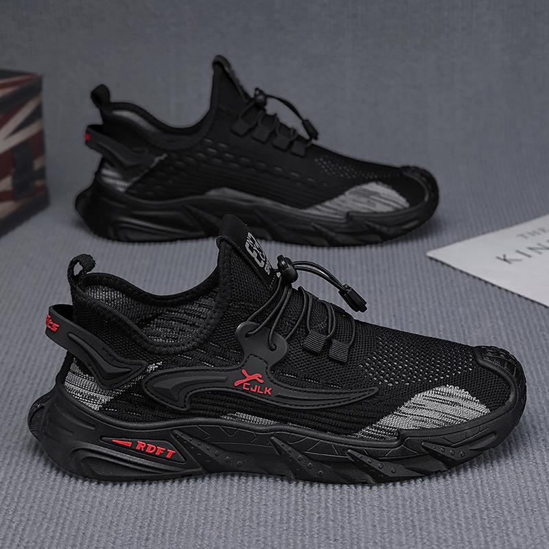 Men's Shoes 2025 Summer New Men's Elastic Band Trendy Casual Shoes Outdoor Comfortable Breathable Mesh Sports Trendy Shoes