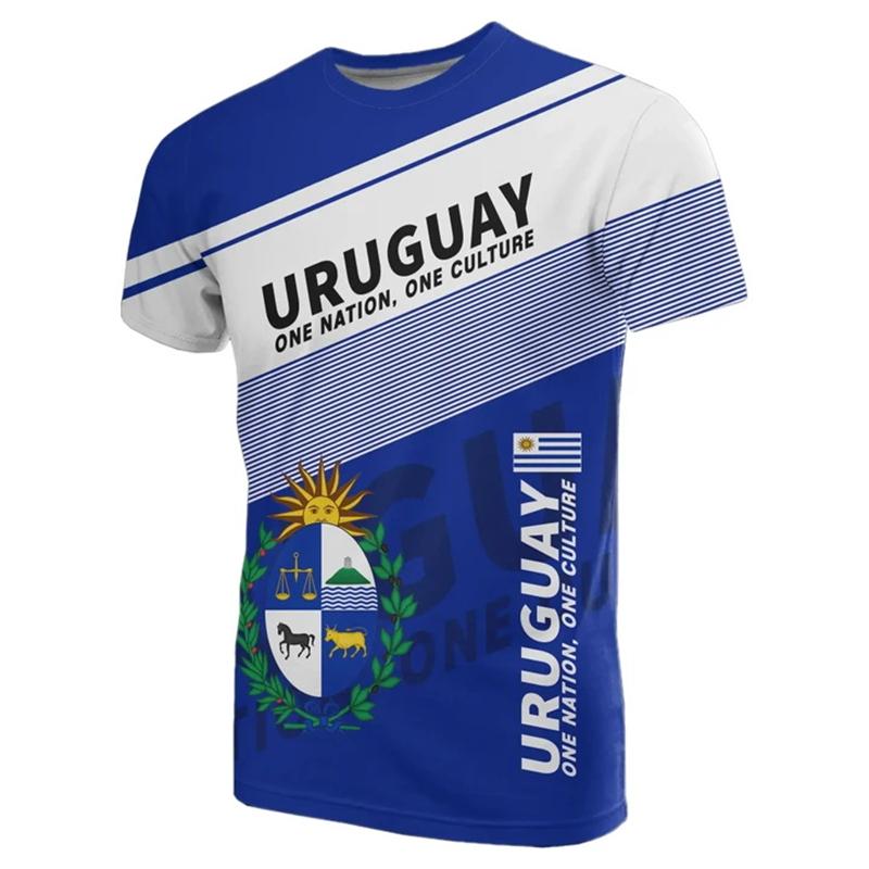 Uruguay Flaggenmuster Herren Damen T-Shirt Fußballtrikots Täglich Lässig Sport Übergröße Fitnessstudio Oberteile 3D Druck T-Shirt Für Mann Kleidung