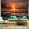 2D Tropical Sunset Tapestry, Crashing Ocean Waves for Bedroom Decor