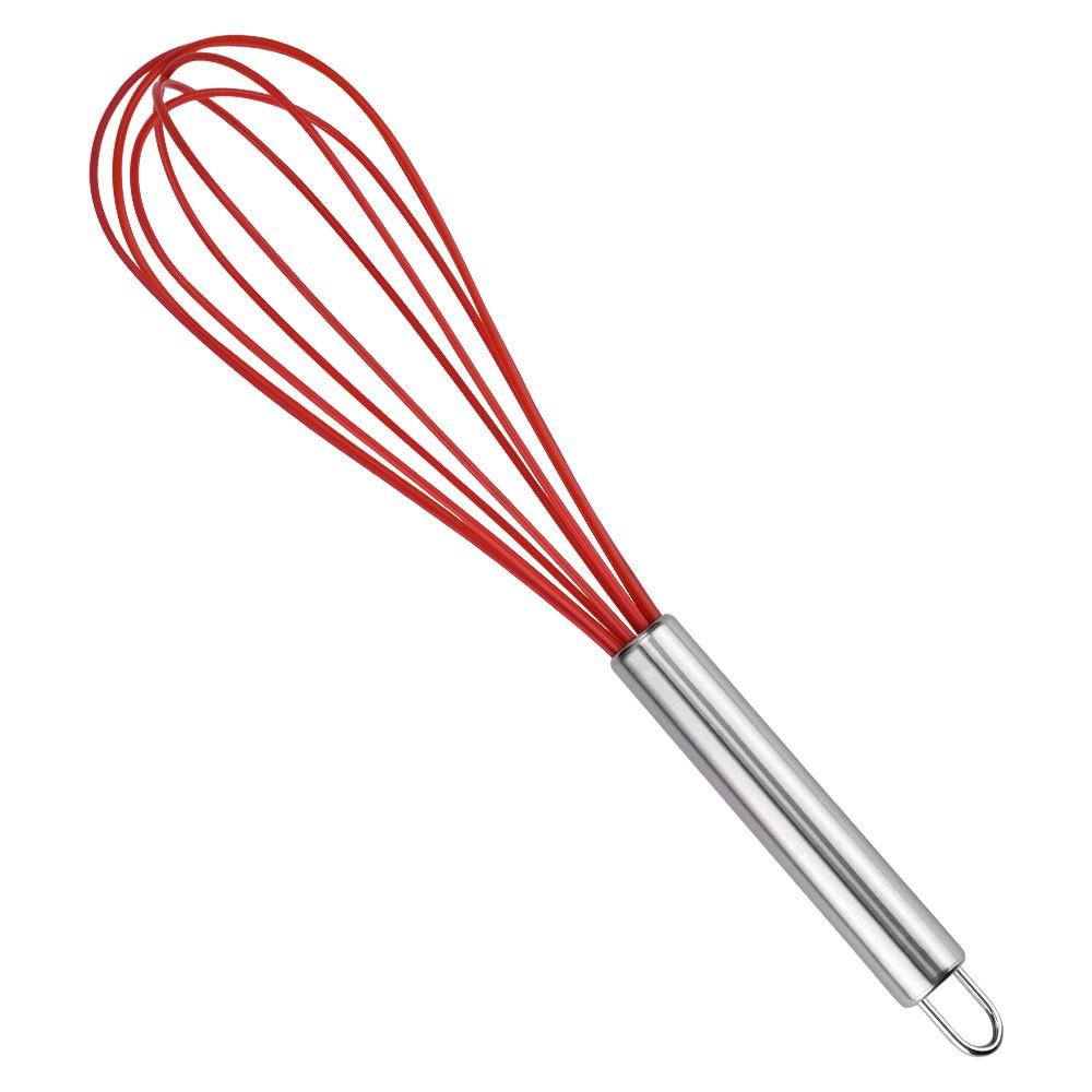 Stainless steel silicone egg beater, manual mixer, baking cream whipping tool, egg beater, 10-inch hand-cranked egg beater красный