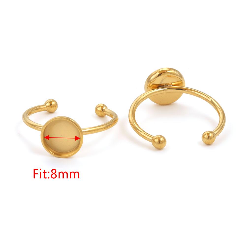 10 Stück Verstellbare Edelstahl Offene Ringfassungen Leere Basis Fassung Cabochon Ringe Für Schmuckherstellung DIY Fingerring Leere