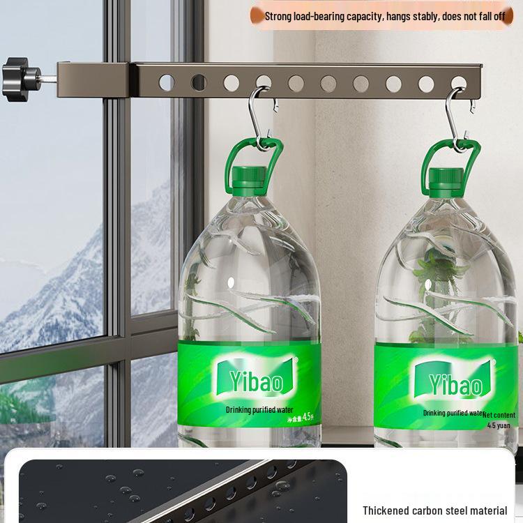 Anti-theft Balcony & Window Clothes Drying Rack with Railing Hooks for Dorms & Households