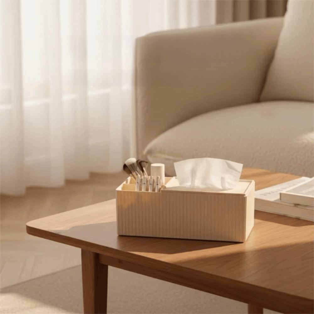 Striped Multifunctional Tissue Box Removable Lid Tissue Dispenser Premium Napkin Holder  Cosmetics