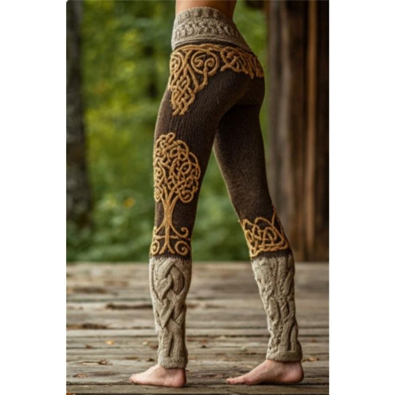 Vintage 3D kötött leggings nőknek gótikus mintával magas derék szűk nadrág Y2K punk utcai viselet rugalmas karcsúsított nadrág