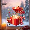 PVC Glass Decals Christmas Elf Gift Box Static Window Clings, Reusable Stickers, Holiday Seasonal Home Accents Candy Cane Snowflake Stickers for Shop