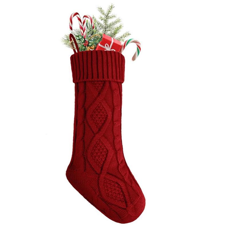 Christmas Big Stocking 45CM Knitted Stocking, Used For Hanging Christmas Trees, Family Party Decoration, Available In Colors