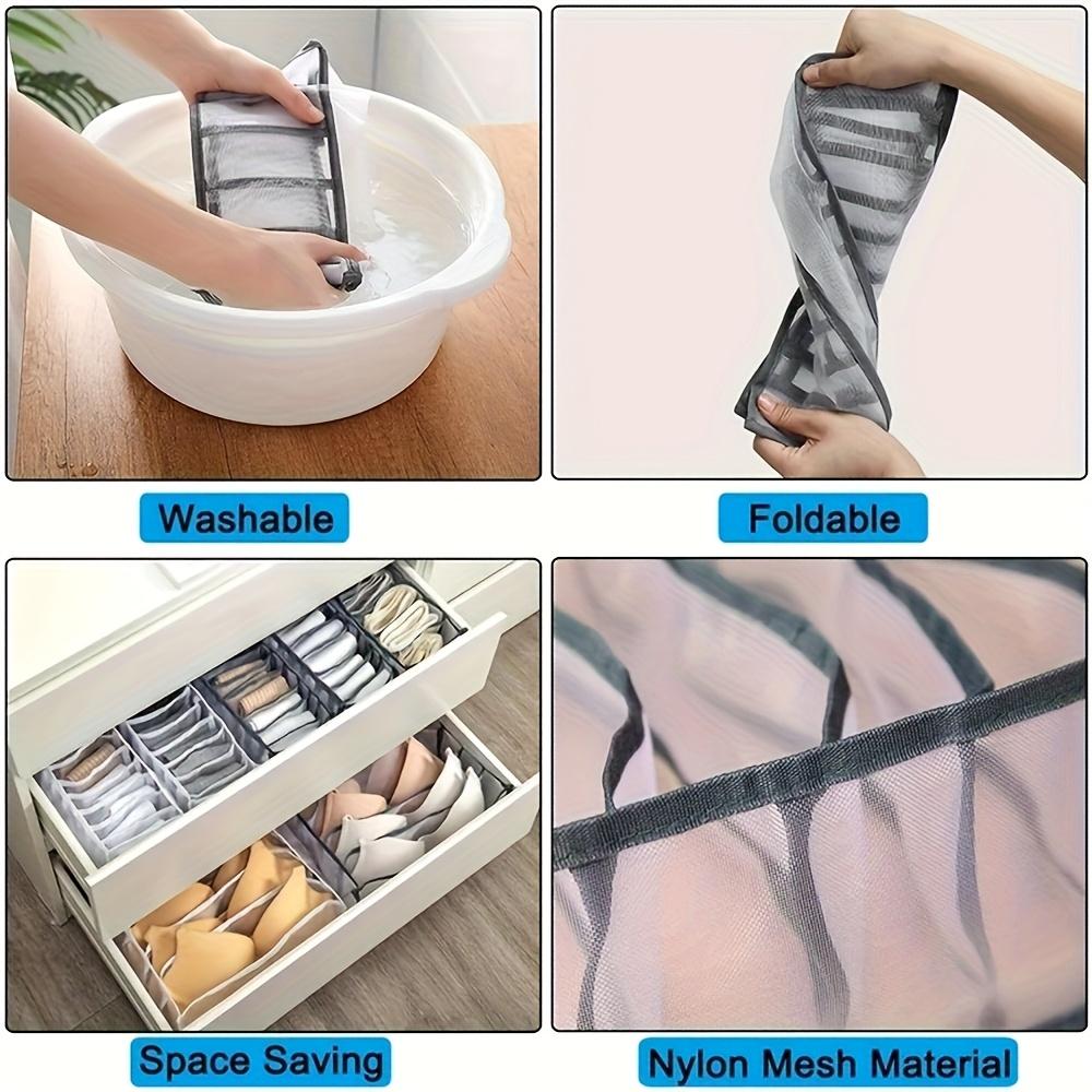 3pcs Foldable Storage Box with 7 Compartments, Suitable for Socks, Underwear, and Jeans - Drawer Organizer for Wardrobe