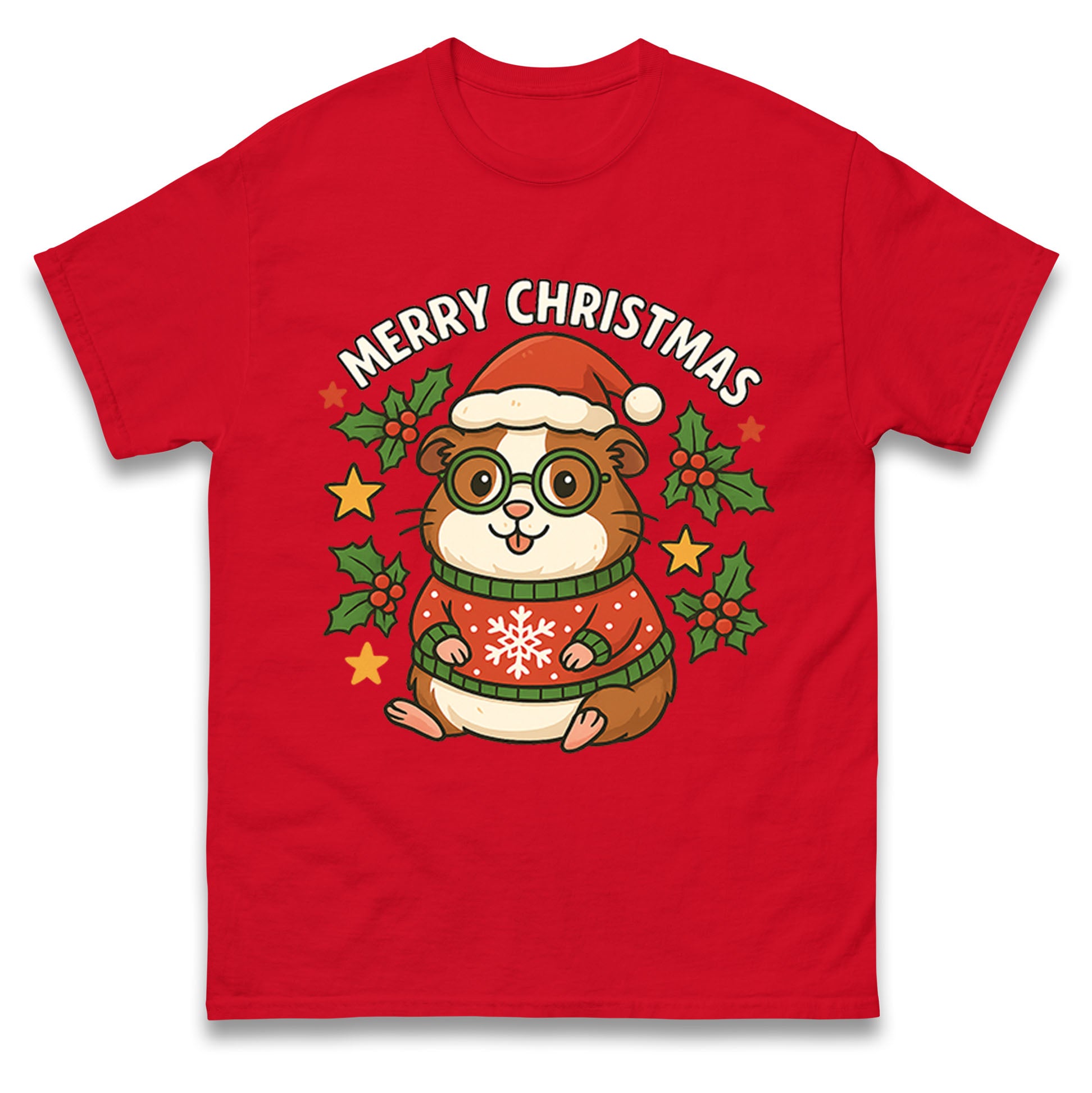 Guinea Pig Merry Christmas T Shirt Tshirt Mens Womens Unisex Tops Tees 3XL