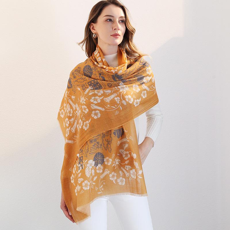 Winter Wool Scarf Women's Long Thermal Scarf Shawl Dual-purpose