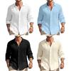 Men Fall Spring Shirt Lapel Single-breasted Solid Color Loose Long Sleeve Casual Soft Breathable Mid Length Men Daily Top