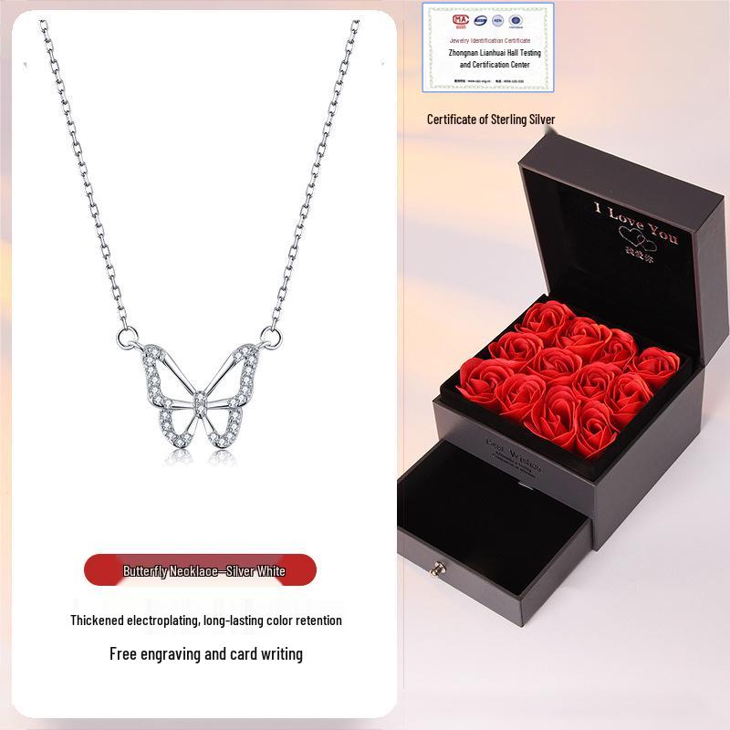 Sterling Silver Butterfly Necklace for Women - Elegant Gift for Birthdays or Christmas 2023