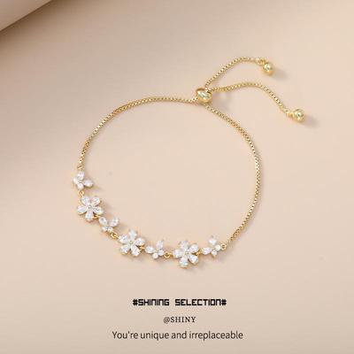 Exquisite Zircon Butterfly Floral Dress Bracelet, Adjustable & Luxurious, Ideal for Weddings