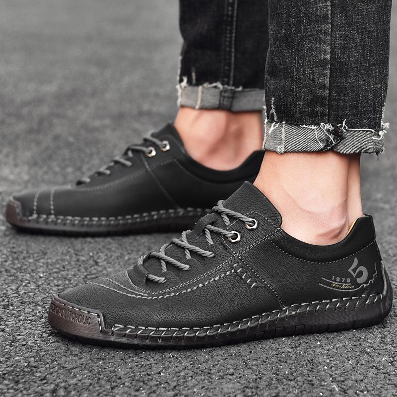 Men Casual Shoes Leather Outdoor Walking Sneakers 2025 New Fashion Male Leisure Vacation Soft Driving Shoes Man Size 48 Brown