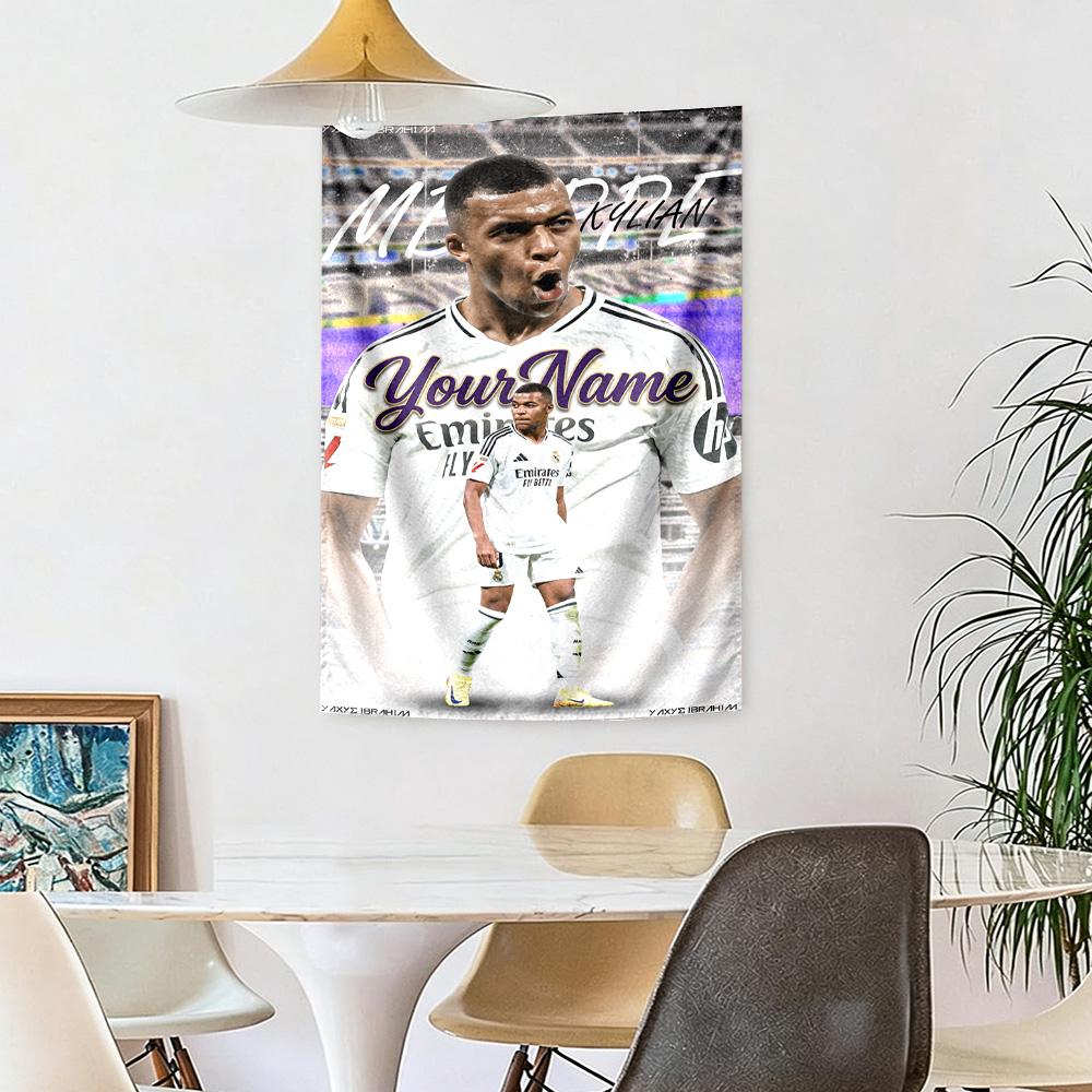 Mbappe Custom Your Name Wall Decor Tapestry Art For Pet Memorial Birthdaywedding Party Backdrop Family Gift