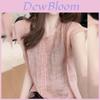 Romantic Rose Lace Short Sleeve Shirt With 3d Pattern For Spring Fashion Women