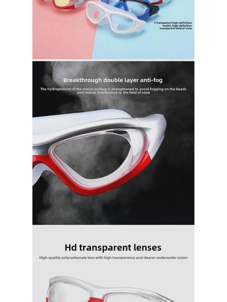 Liku HD Anti-Fog Waterproof Myopia Swimming Goggles - Non-Binding, Unisex, Electroplated.