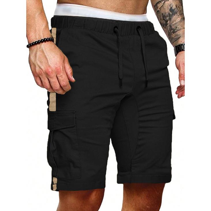 New Work Shorts Men'S Fall Splicing Solid Color Casual Sports Loose Straight Shorts Male