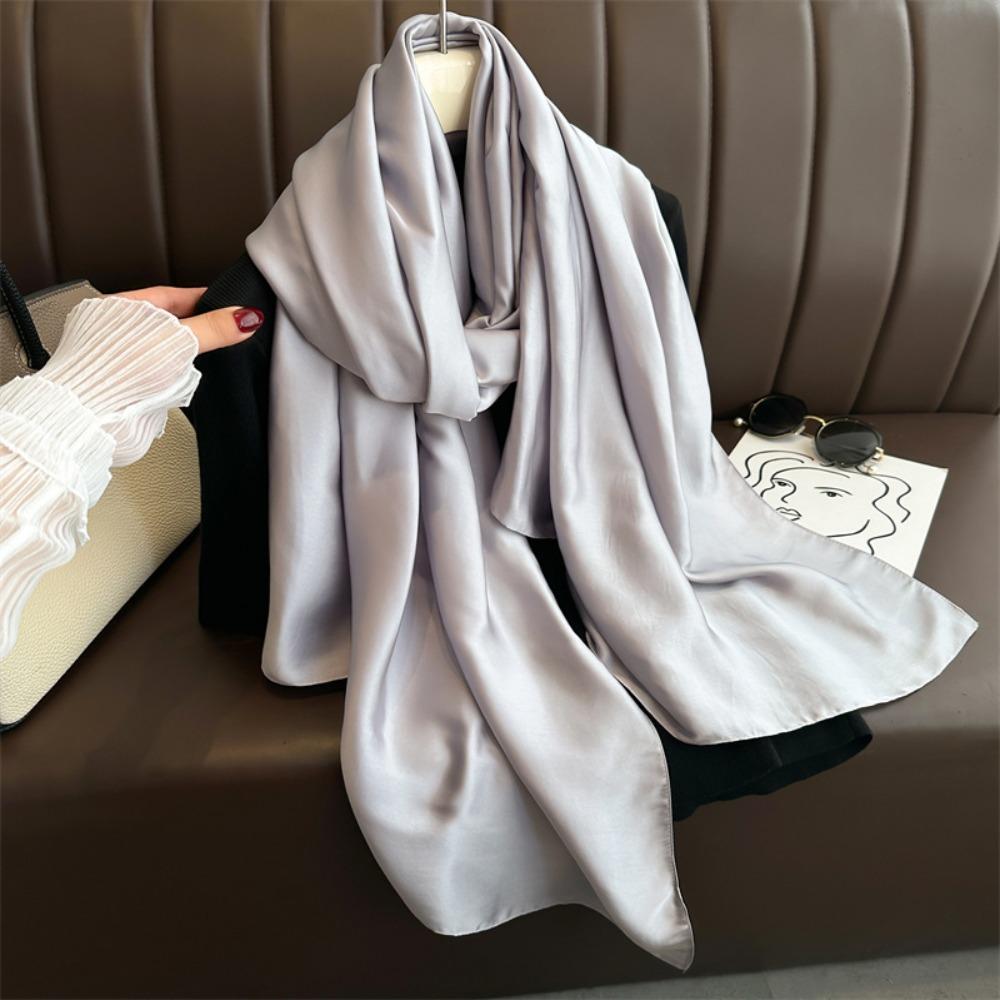 Breathable Spring Satin Scarf Silk Big Yarn Shawl Desert Headband Square Hijab Scarf  Gift