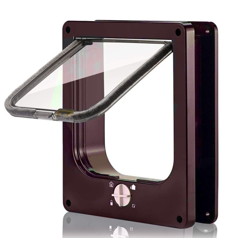 4 Ways Locking Cat Flap Door with Security Lock Easy Installation Weatherproof Self-Closing Pet Door Anti Pet Turn Knob